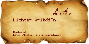 Lichter Arikán névjegykártya